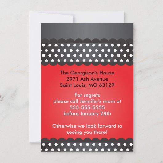 Ladybug Polka Dot Birthday Party Invitation Kaart (Achterkant)