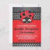 Ladybug Polka Dot Birthday Party Invitation Kaart (Voorkant)