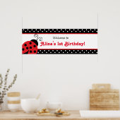 Ladybug Polka Dot Custom Birthday Party Banner Poster (Keuken)