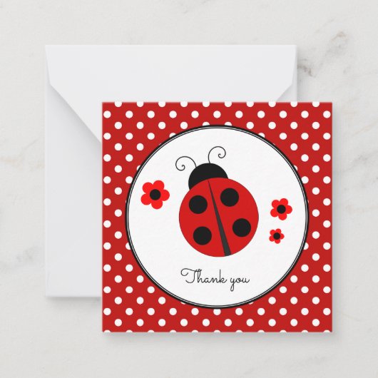 Ladybug Polka Dot Dank u wel briefkaart (Voorkant)