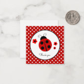 Ladybug Polka Dot Dank u wel briefkaart (Voorkant / Achterkant in situ)