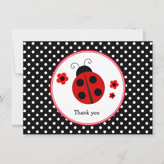 Ladybug Polka Dot Dank u wel briefkaart (Voorkant)