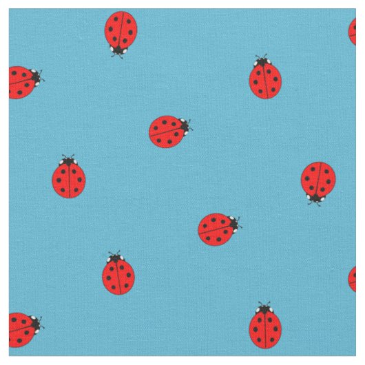 Ladybug Polka Dot Pattern op Blue Stof (Close Up)