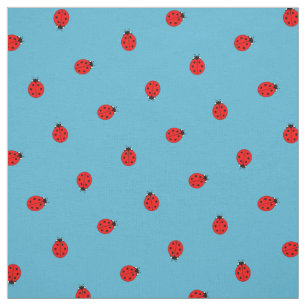 Ladybug Polka Dot Pattern op Blue Stof