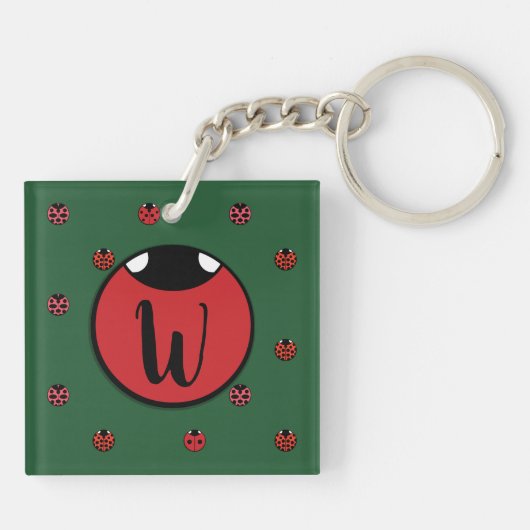 Ladybug Polka Dots Acryl Sleutelhanger (Achterkant)