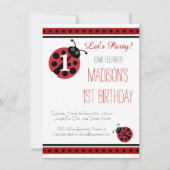 Ladybug Polka Dots Birthday Party Invitations Kaart (Voorkant)