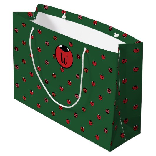 Ladybug Polka Dots Gift Bag Groot Cadeauzakje (Achterkant Gekanteld)