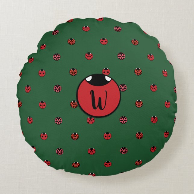 Ladybug Polka Dots Rond Kussen (Voorkant)