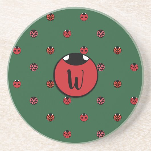 Ladybug Polka Dots Sandstone Onderzetter (Voorkant)