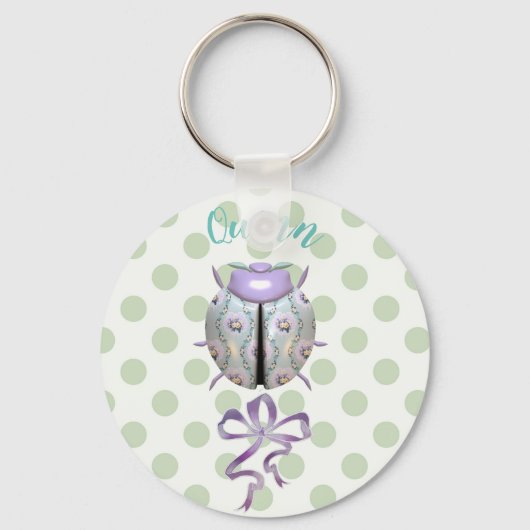 Ladybug polka stip florale schattige sleutelhanger (Voorkant)