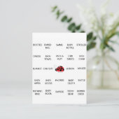 Ladybug Polkadots Baby shower Bingo Call Words Uitnodiging Briefkaart (Staand voorkant)