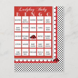 Ladybug Polkadots Baby shower Bingo Kaart 1