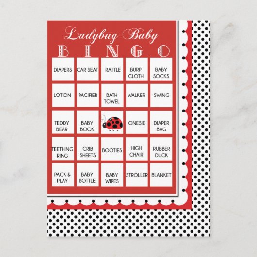 Ladybug Polkadots Baby shower Bingo Kaart 11 (Voorkant)