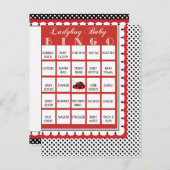 Ladybug Polkadots Baby shower Bingo Kaart 16 (Voorkant / Achterkant)