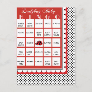 Ladybug Polkadots Baby shower Bingo Kaart 17