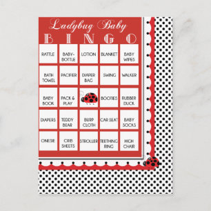 Ladybug Polkadots Baby shower Bingo Kaart 2