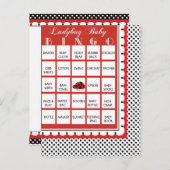Ladybug Polkadots Baby shower Bingo Kaart 20 (Voorkant / Achterkant)