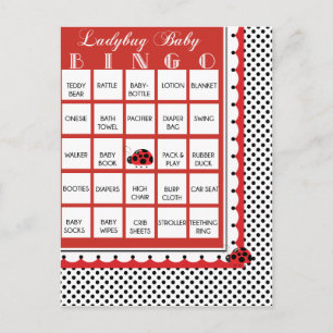Ladybug Polkadots Baby shower Bingo Kaart 4