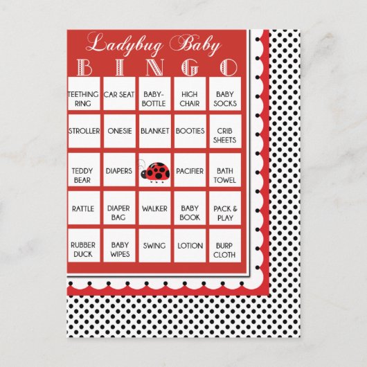 Ladybug Polkadots Baby shower Bingo Kaart 7 (Voorkant)