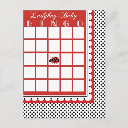 Ladybug Polkadots Baby shower Bingo Kaart Blank (Voorkant)
