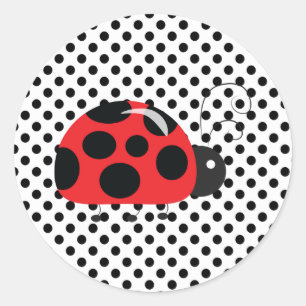Ladybug Polkadots Baby shower Bingo Stickers