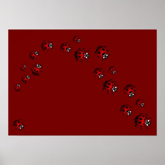 Ladybug Print Ladybird Art Grote Kleine Poster (Voorkant)