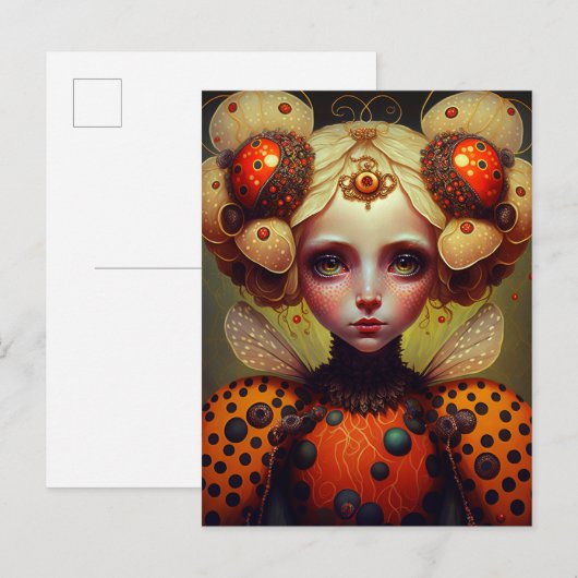 Ladybug Queen 2 Cute Fantasy Art Briefkaart (Voorkant / Achterkant)