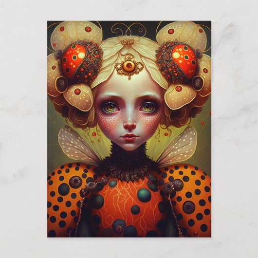 Ladybug Queen 2 Cute Fantasy Art Briefkaart (Voorkant)