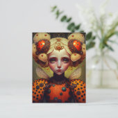 Ladybug Queen 2 Cute Fantasy Art Briefkaart (Staand voorkant)