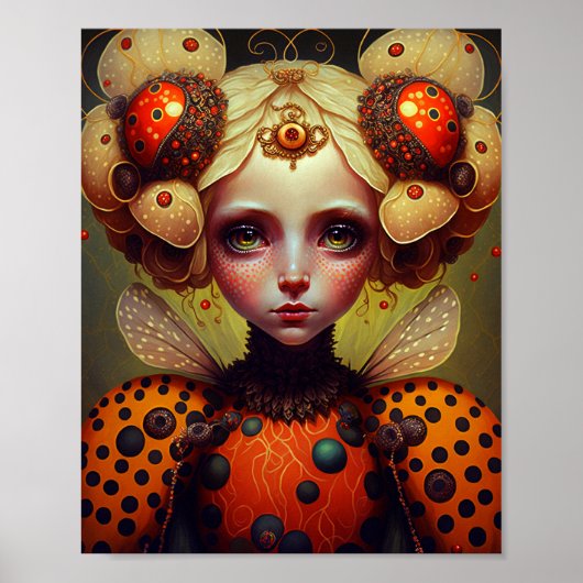 Ladybug Queen 2 Cute Fantasy Art Poster (Voorkant)