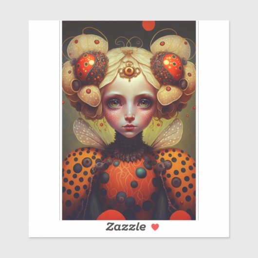 Ladybug Queen 2 Cute Fantasy Art Sticker (Vel)