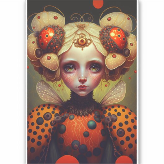 Ladybug Queen 2 Cute Fantasy Art Sticker (Voorkant)
