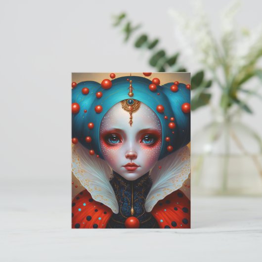 Ladybug Queen Cute Fantasy Art Briefkaart (Staand voorkant)