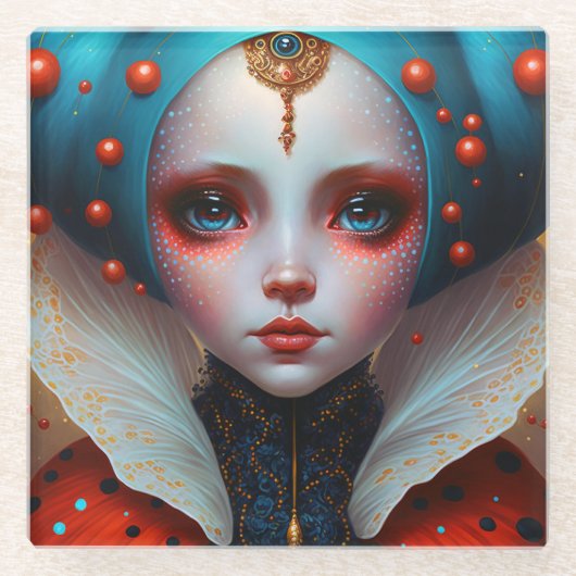 Ladybug Queen Cute Fantasy Art Glazen Onderzetter (Voorkant)