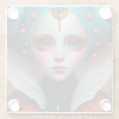 Ladybug Queen Cute Fantasy Art Glazen Onderzetter (Achterkant)