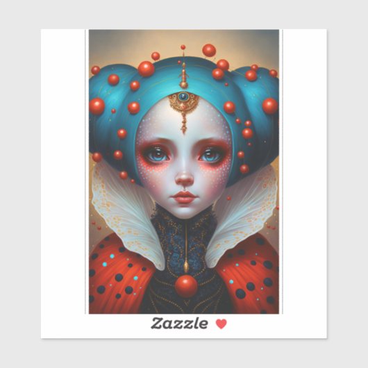 Ladybug Queen Cute Fantasy Art Sticker (Vel)