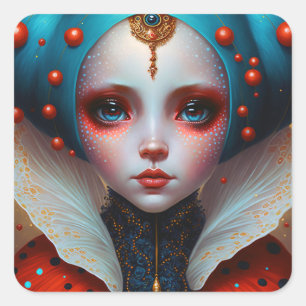 Ladybug Queen Cute Fantasy Art Vierkante Sticker