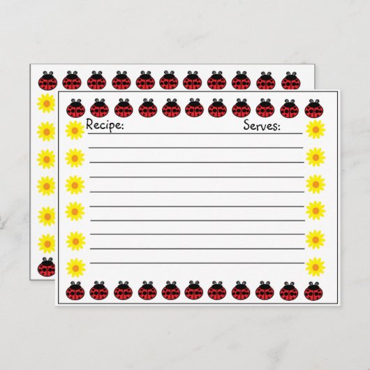 Ladybug Recipe Card Briefkaart (Voorkant / Achterkant)