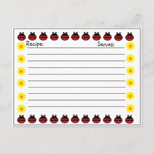 Ladybug Recipe Card Briefkaart (Voorkant)