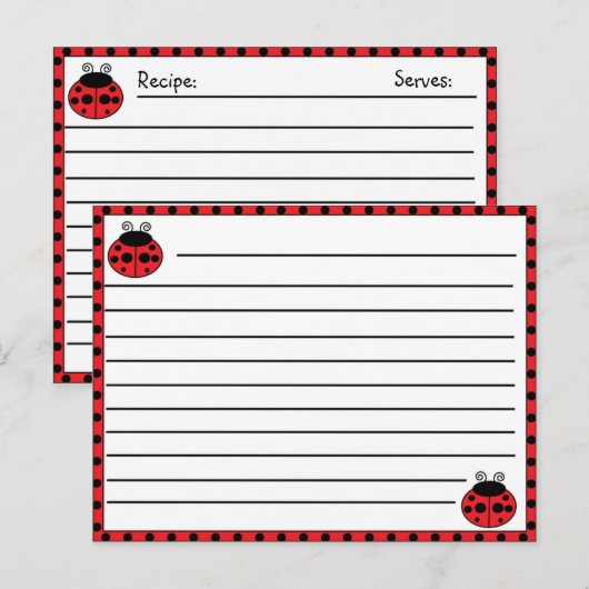 Ladybug Recipe Card Briefkaart (Voorkant / Achterkant)