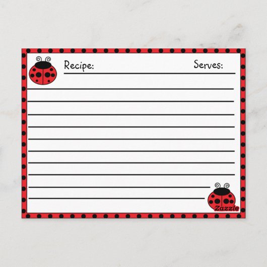 Ladybug Recipe Card Briefkaart (Achterkant)