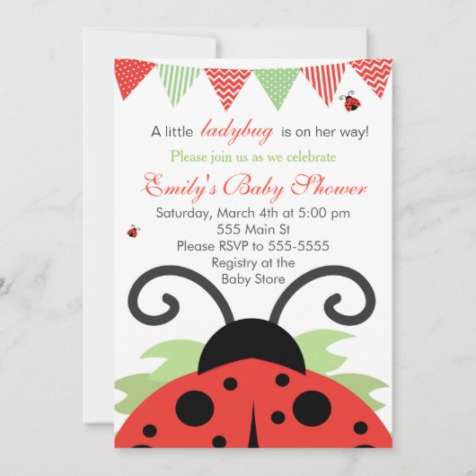 Ladybug Red Baby Girl Shower Kaart (Voorkant)