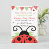 Ladybug Red Baby Girl Shower Kaart (Staand voorkant)
