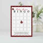Ladybug Red Chevron Baby shower Bingo Cards Kaart (Staand voorkant)