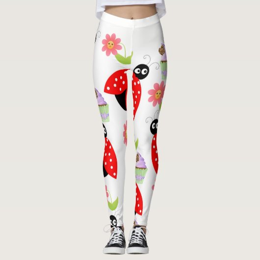 Ladybug Red Cupcake Floral Leggings (Voorkant)