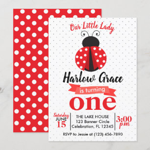 Ladybug Red en Black Polka Dot Birthday Kaart
