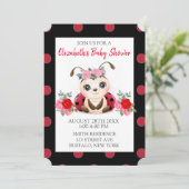 Ladybug Red Pink Flora Girl Baby shower Kaart (Staand voorkant)
