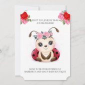 Ladybug Red Pink Flora Girl Baby shower Kaart (Achterkant)