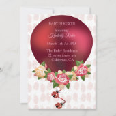 Ladybug Red Roses Baby shower Uitnodiging (Voorkant)