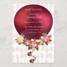 Ladybug Red Roses Baby shower Uitnodiging
